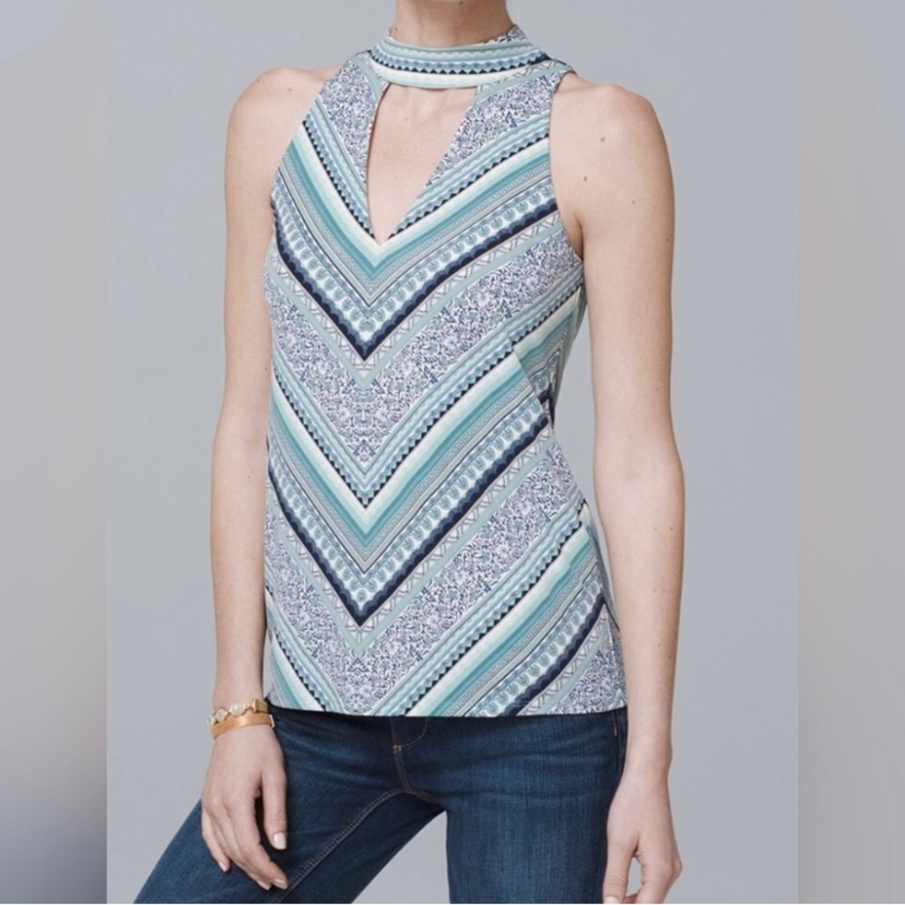 White House  Black Market Printed Choker Top